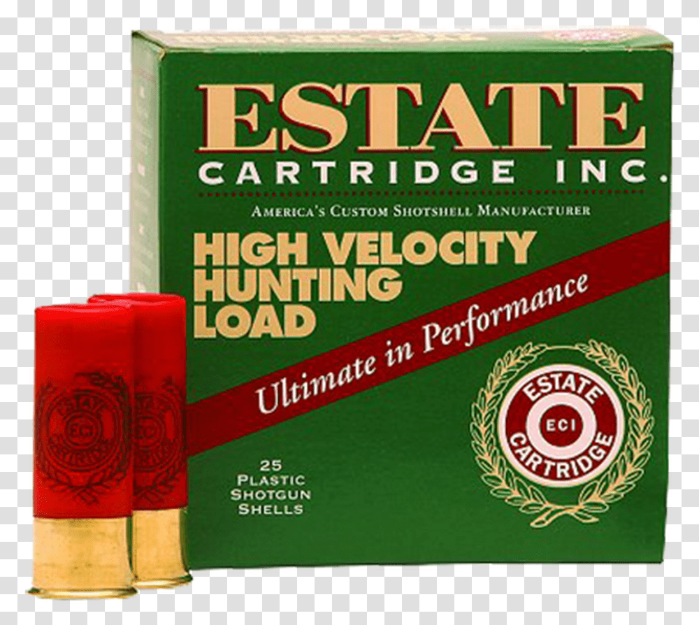 Estate 12 Gauge Ammunition High Velocity Hunting Loads 20 Gauge Shotgun, Weapon, Weaponry, Label Transparent Png