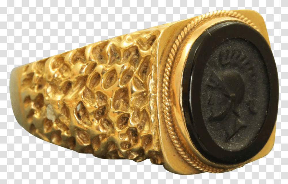 Estate 18 K Onyx Intaglio Roman Soldier Ring Boot, Bronze, Accessories, Gold, Light Transparent Png