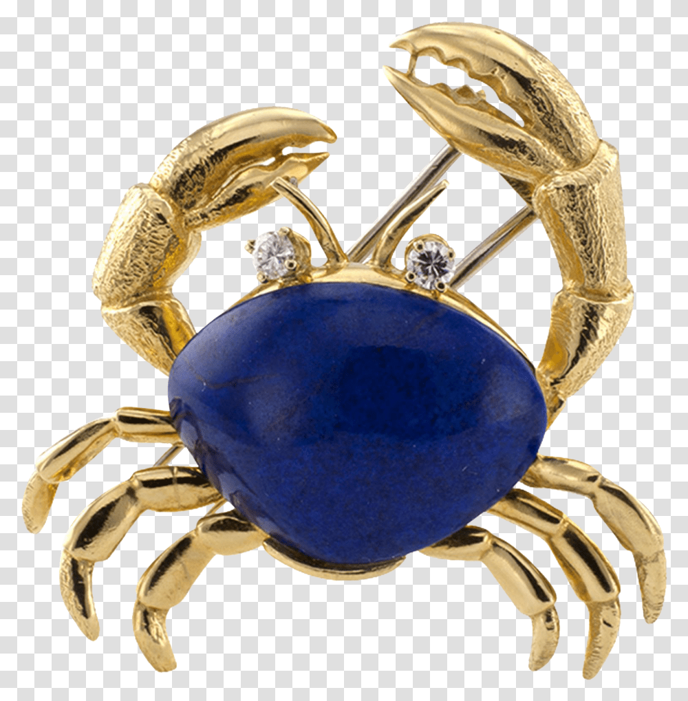 Estate Lapis Lazuli And Diamond Crab Brooch Shoprubylux Brooch, Sea Life, Animal, Seafood, Sink Faucet Transparent Png