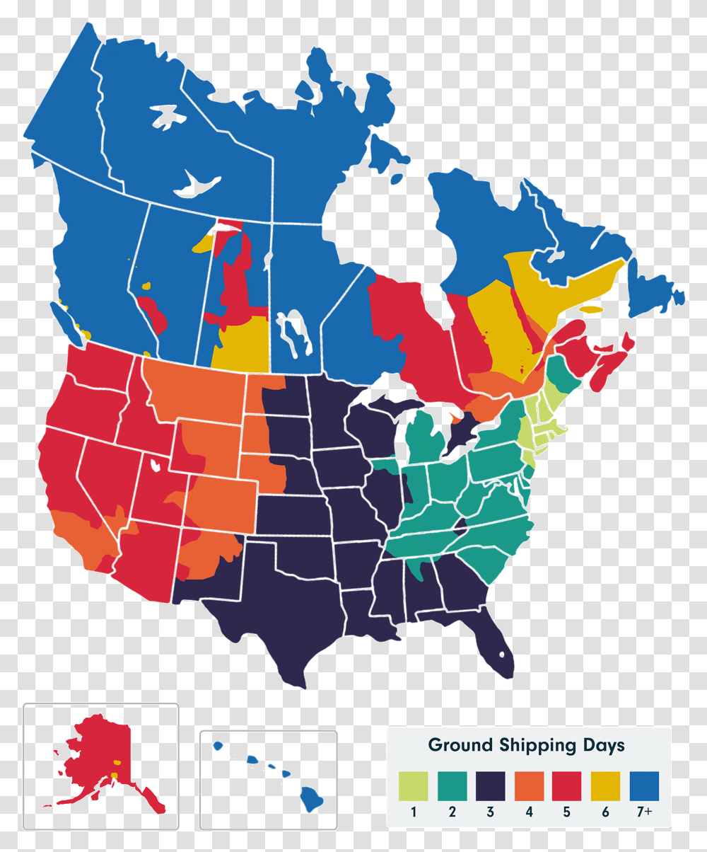 Estimated Ground Transit Times Map Of North America, Diagram, Plot, Atlas, Poster Transparent Png