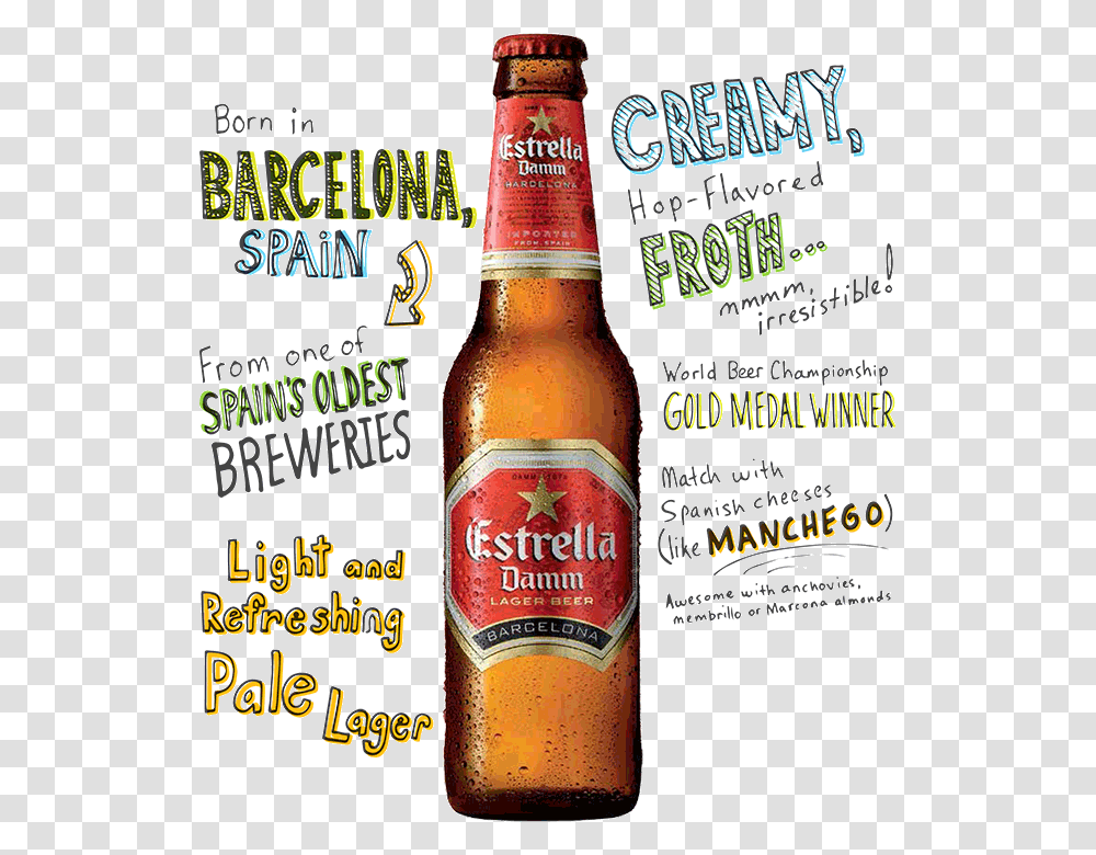 Estrella Damm, Beer, Alcohol, Beverage, Drink Transparent Png