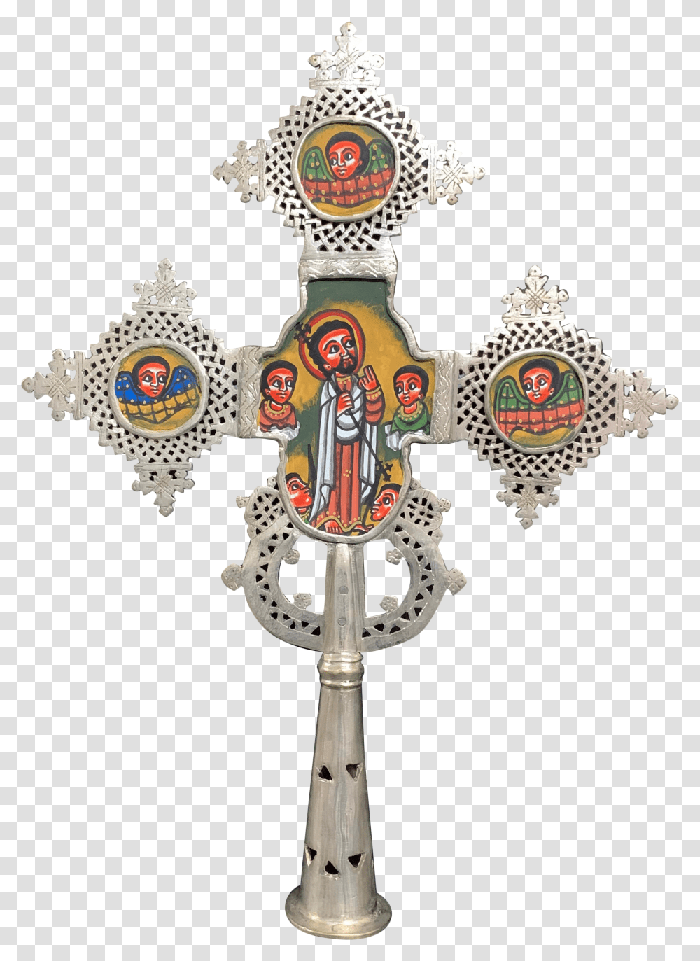 Ethiopian Processional White Metal Christian Cross Transparent Png