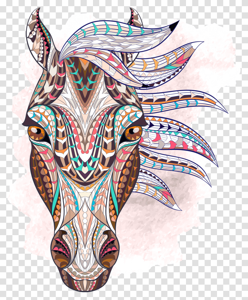Ethnic Horse Vector, Pattern, Doodle, Drawing Transparent Png