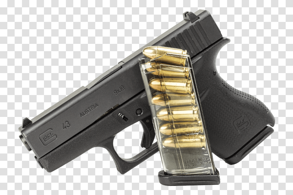 Ets Glock 43 7 Round Magazine, Weapon, Weaponry, Gun, Handgun Transparent Png