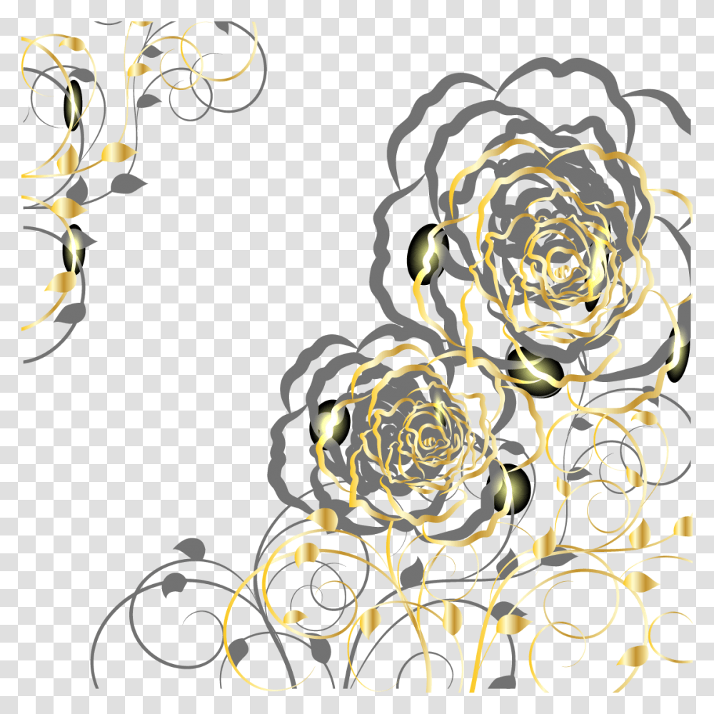 Euclidean Vector Gold Flower Yellow And Gray Flower, Floral Design, Pattern Transparent Png