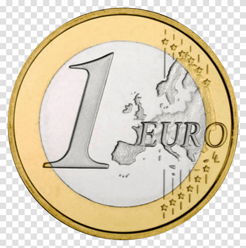 Euro 1euro Moneda Coin Heads Or Tails Euro, Number, Money Transparent Png