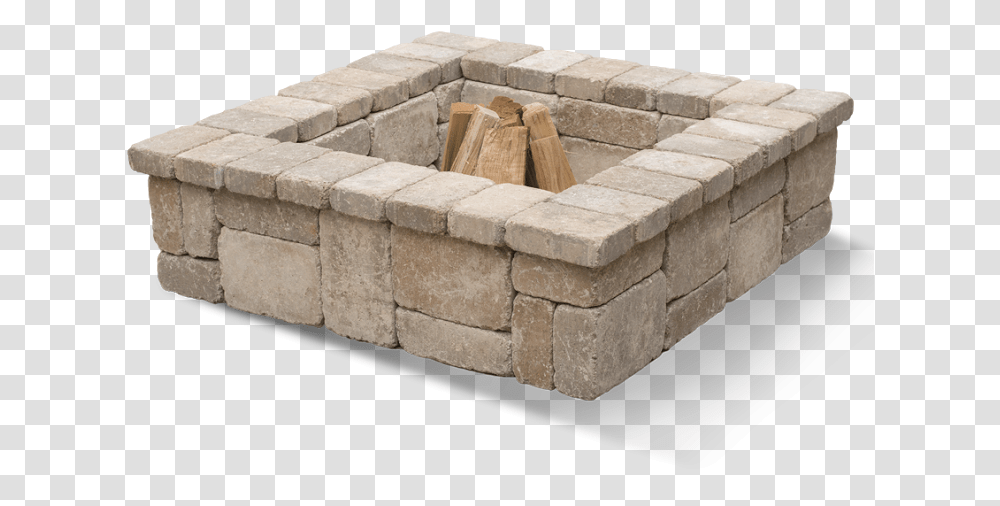 Euro Block Meremec Firepit Bethany Ledge Stone Wall, Brick, Box, Wood, Soil Transparent Png