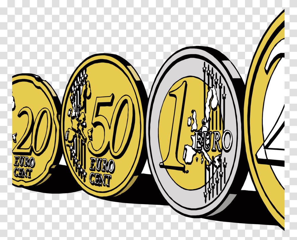 Euro Coins Euro Coin Euro Note, Label, Money, Gold Transparent Png