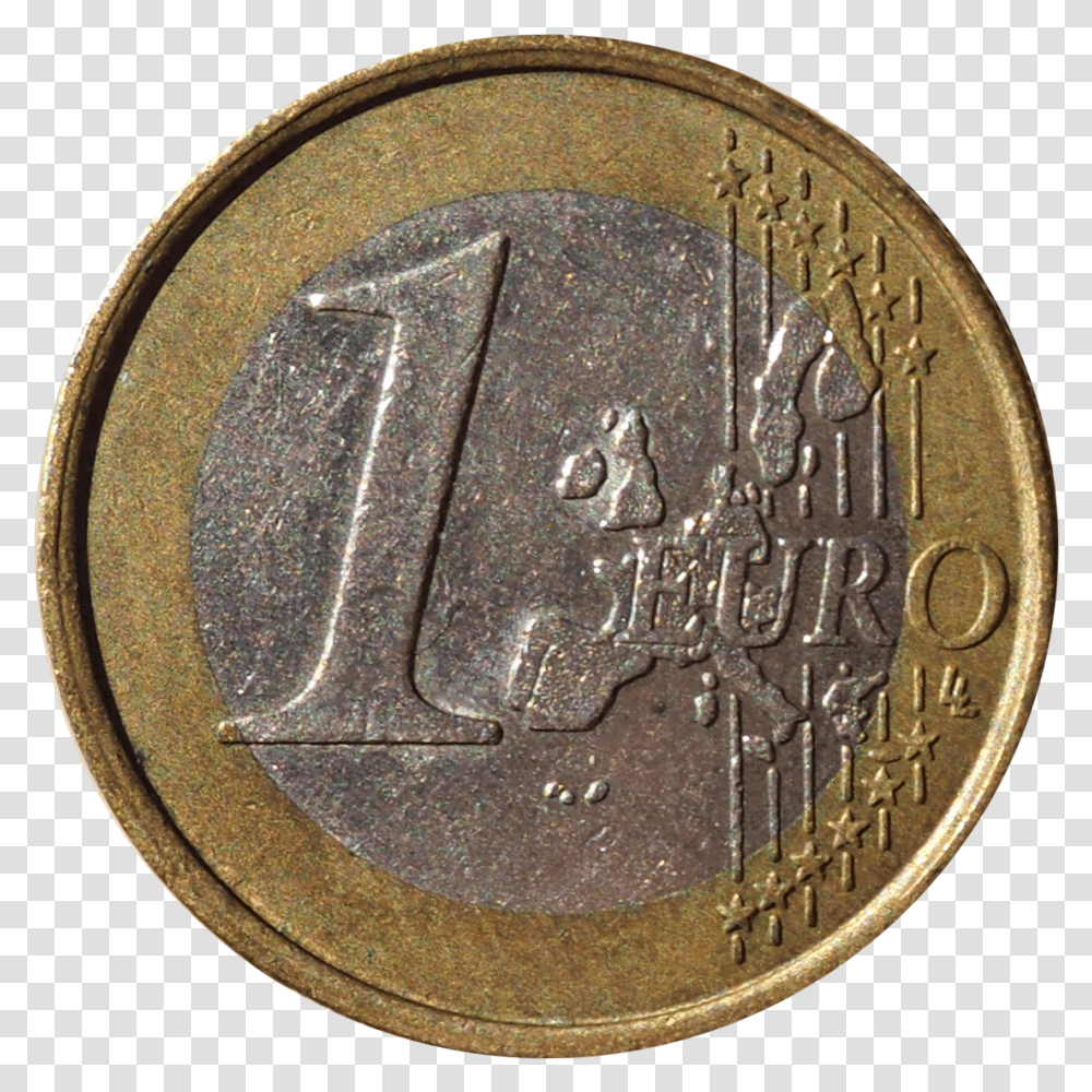 Euro Face Commune 1 Cash, Coin, Money, Nickel, Dime Transparent Png