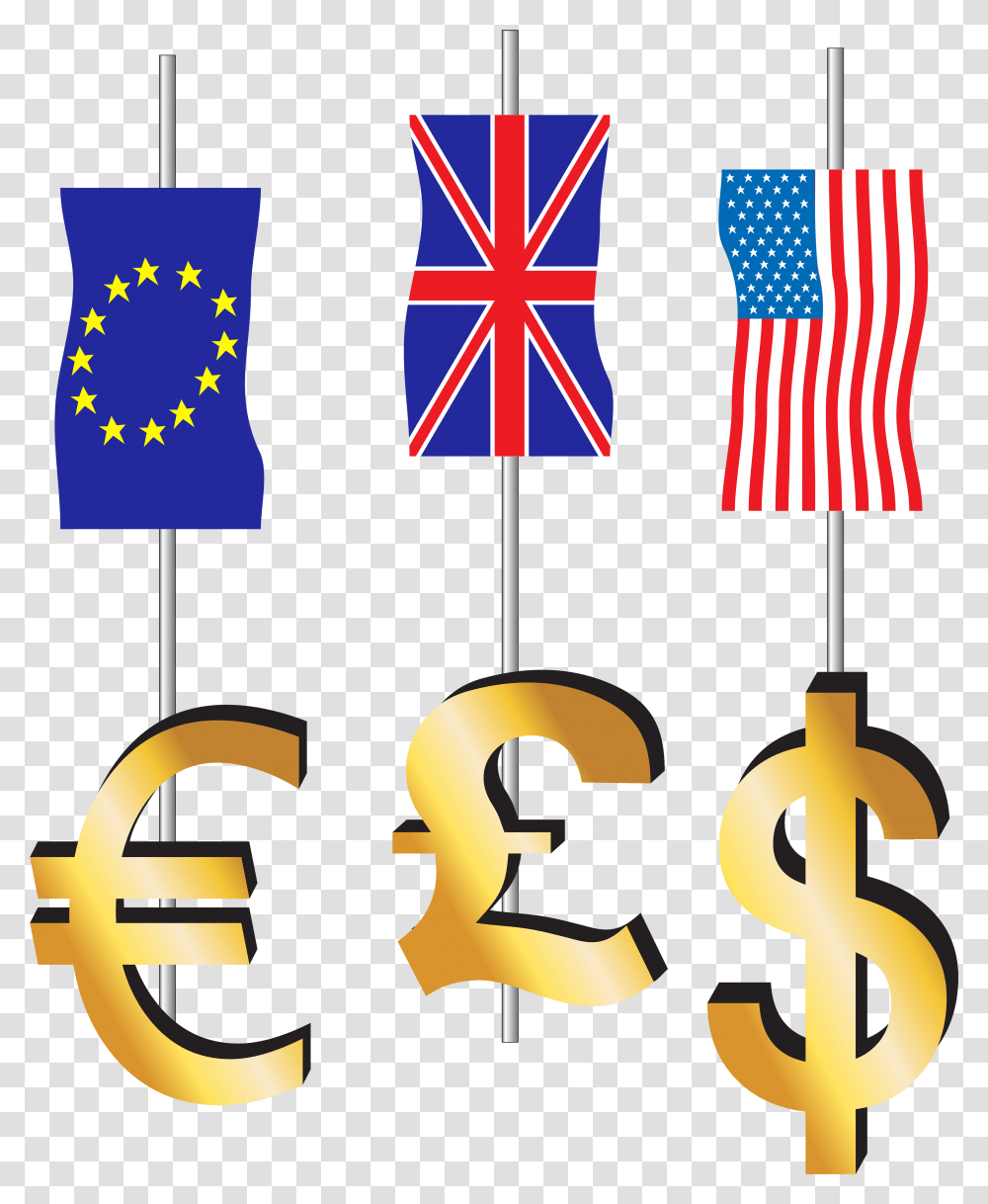 Euro Pound Dollar Signs And Flags Clipart Dollar Pound And Euro Signs, Number, Alphabet Transparent Png