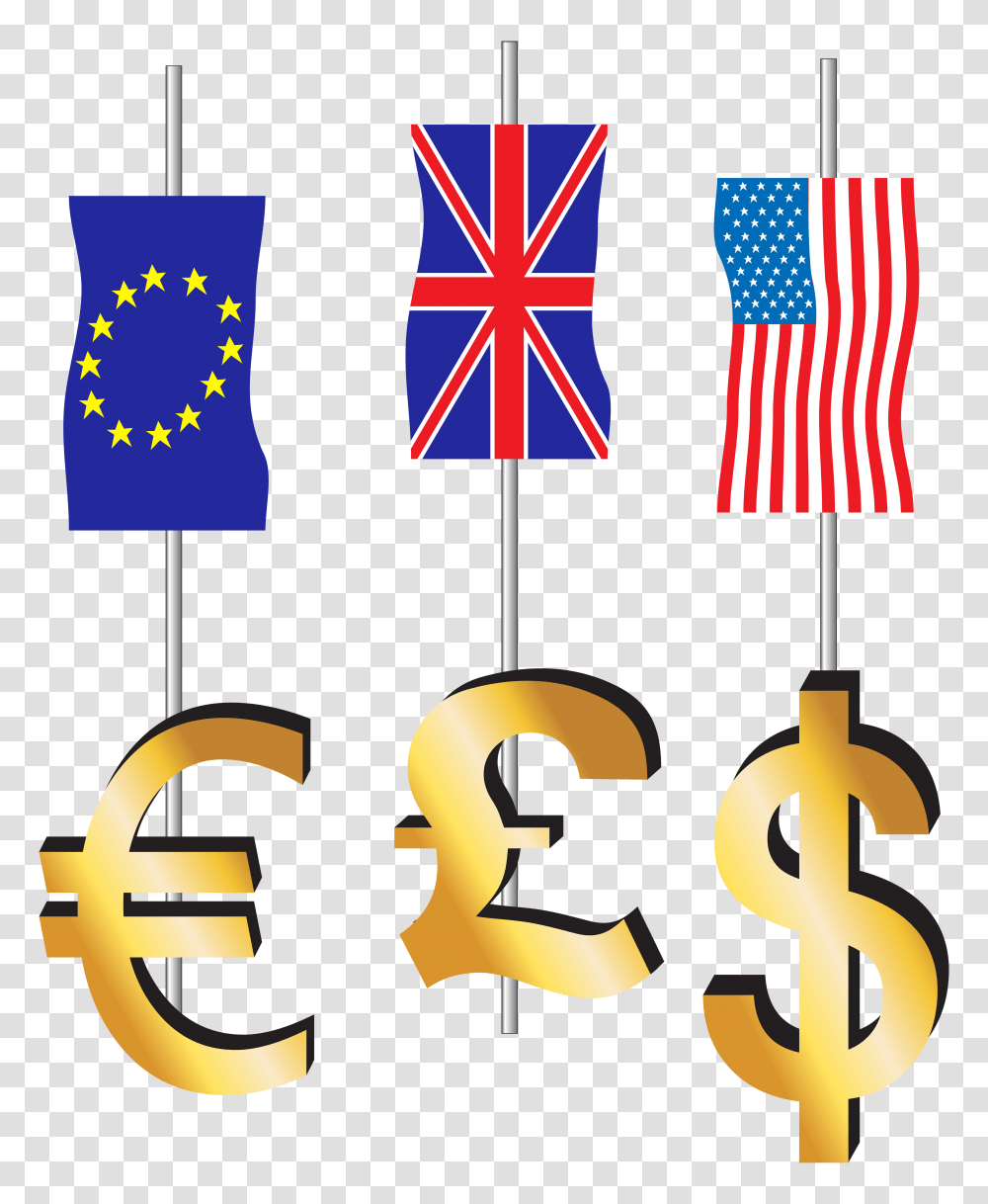 Euro Pound Dollar Signs And Flags Clipart, American Flag, Lighting Transparent Png