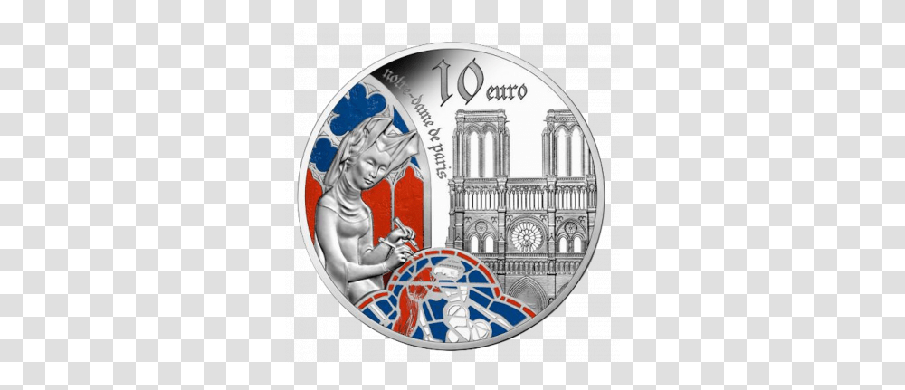 Euro Silver Gothic Europe Cathdrale De Paris, Coin, Money, Person, Human Transparent Png