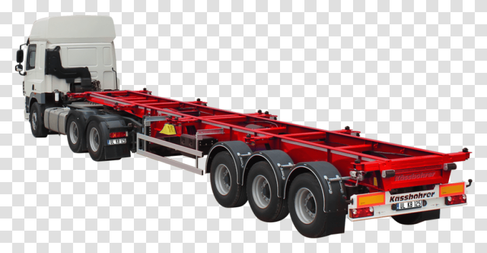 Europe Container Trailer Chassis Download Trailer, Fire Truck, Vehicle, Transportation, Wheel Transparent Png