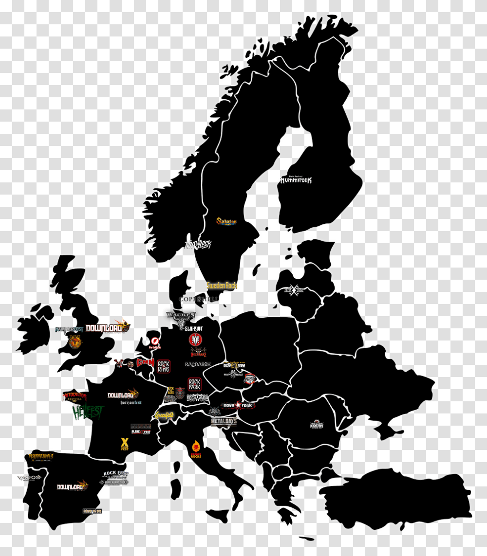 European Map Of Festivals In Europe Map Clip Art, Diagram, Plot, Silhouette Transparent Png