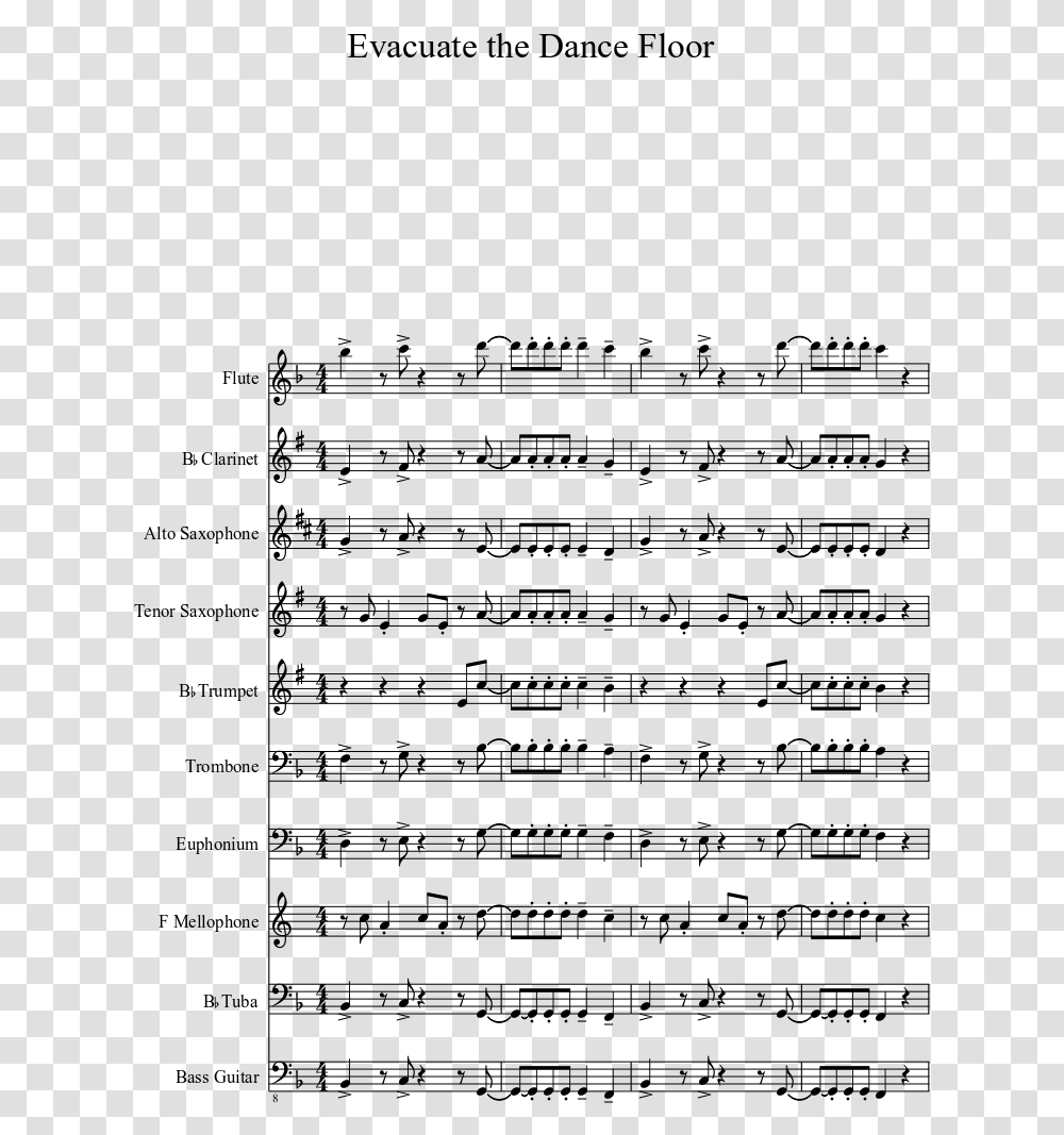 Evacuate The Dance Floor Sheet Music 1 Of 2 Pages Merry Christmas Mr Lawrence Flute, Gray, World Of Warcraft Transparent Png