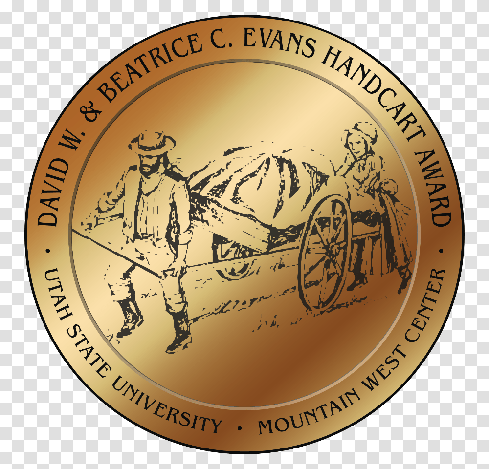 Evans Handcart Award Seal Circle, Gold, Person, Human, Label Transparent Png