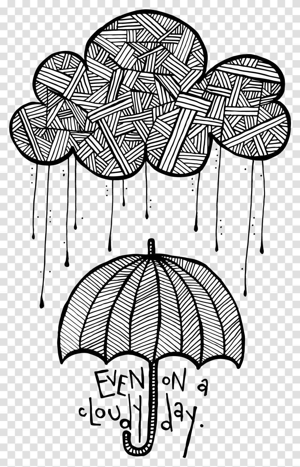 Even On A Cloudy Day Draw Cloudy Day, Stencil, Doodle, Drawing Transparent Png