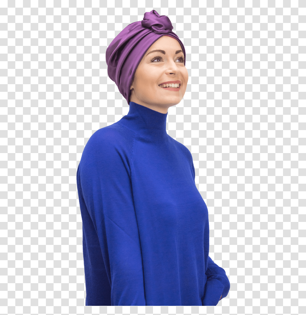 Evening Wear Chemo Turbans Velvet, Apparel, Hat, Person Transparent Png