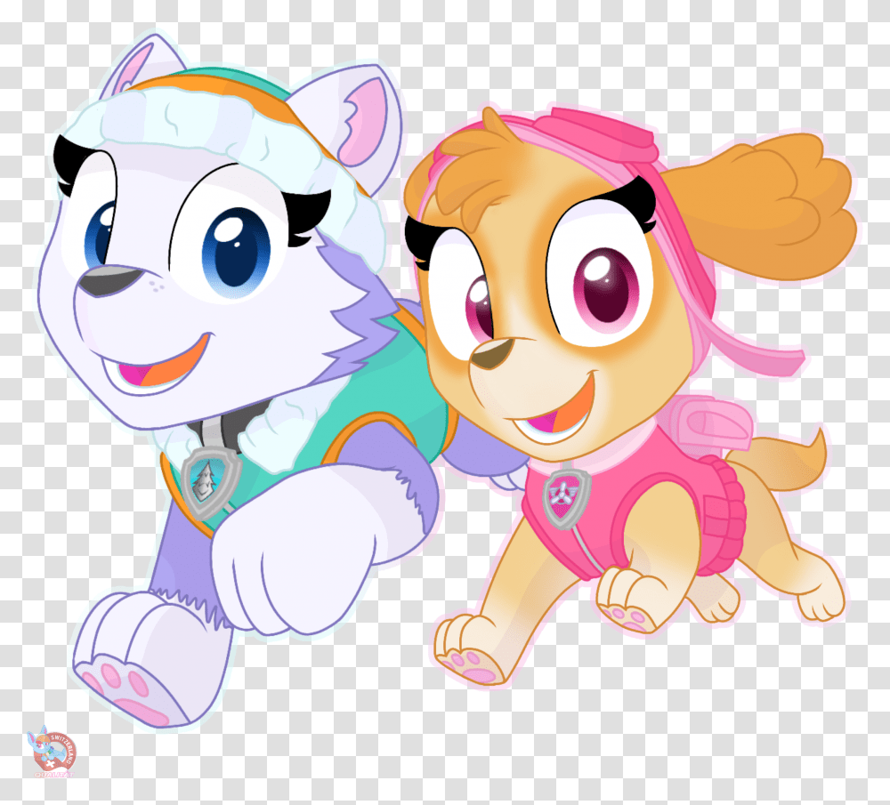 Everest And Skye Vector Paw Patrol Paw Patrol Rainbow Drawing, Doodle Transparent Png –