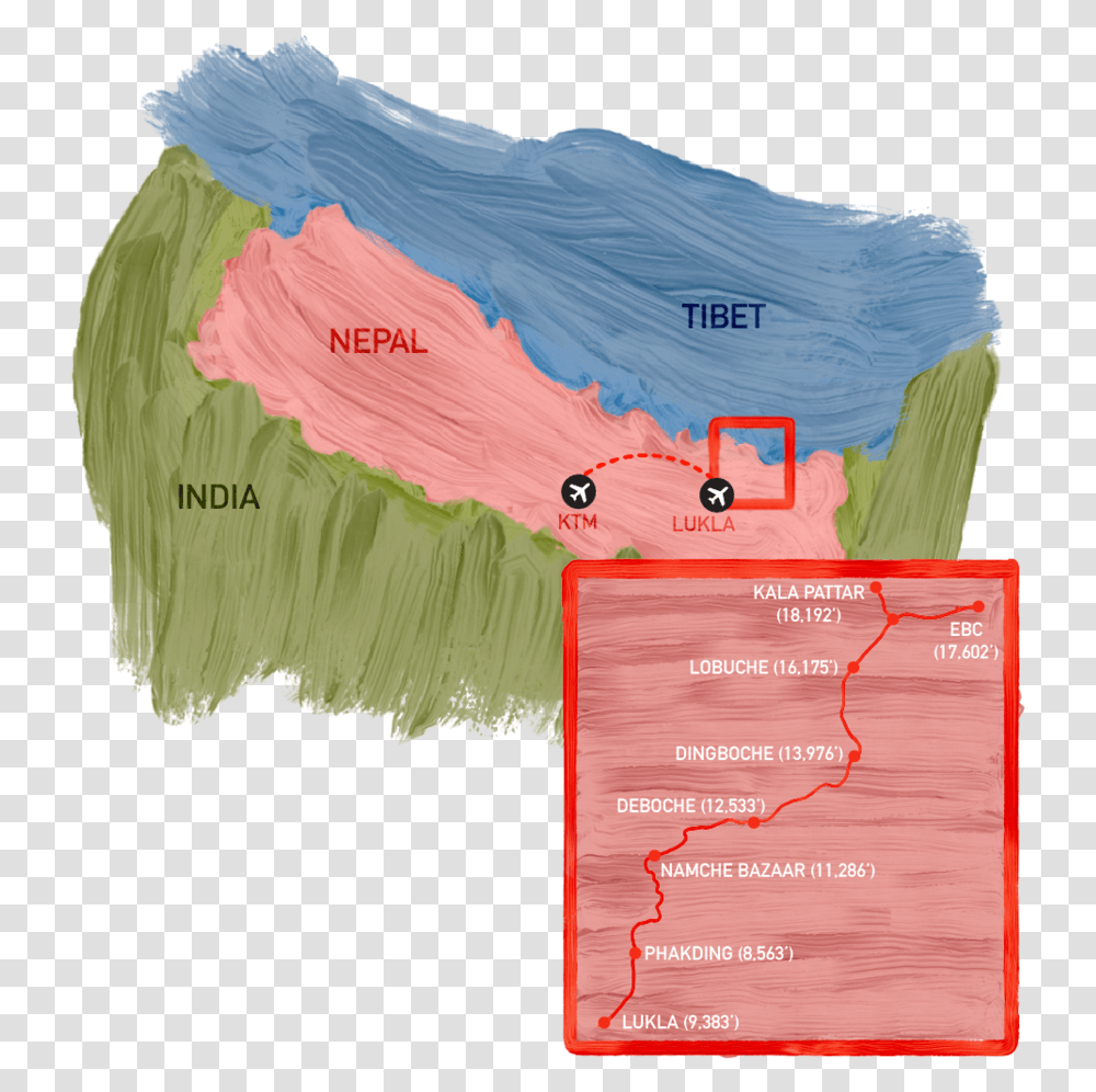 Everest Base Camp Map Map, Diagram, Plot, Atlas, Nature Transparent Png