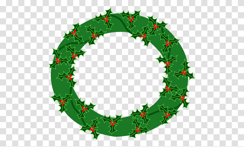 Evergreen Wreath With Large Holly Clip Art Transparent Png