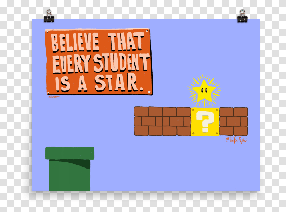 Every Student Is A Star Poster - The Tech Rabbi Mario, Word, Super Mario, Text, Alphabet Transparent Png