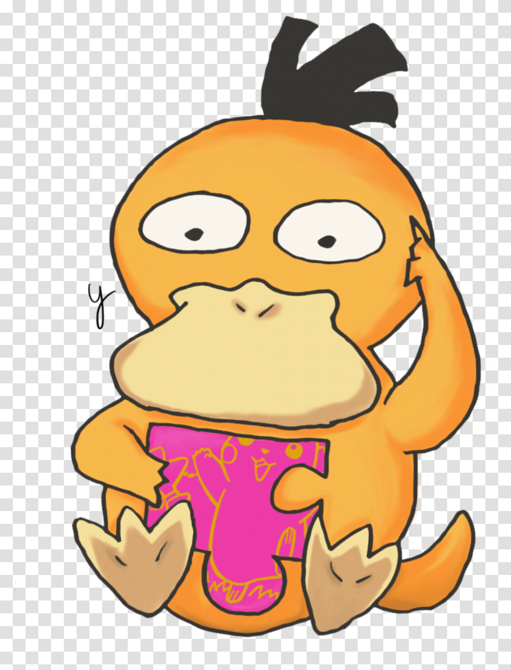 Everybody Love Psyduck Xd Cartoon, Face, Food, Eating, Female Transparent Png