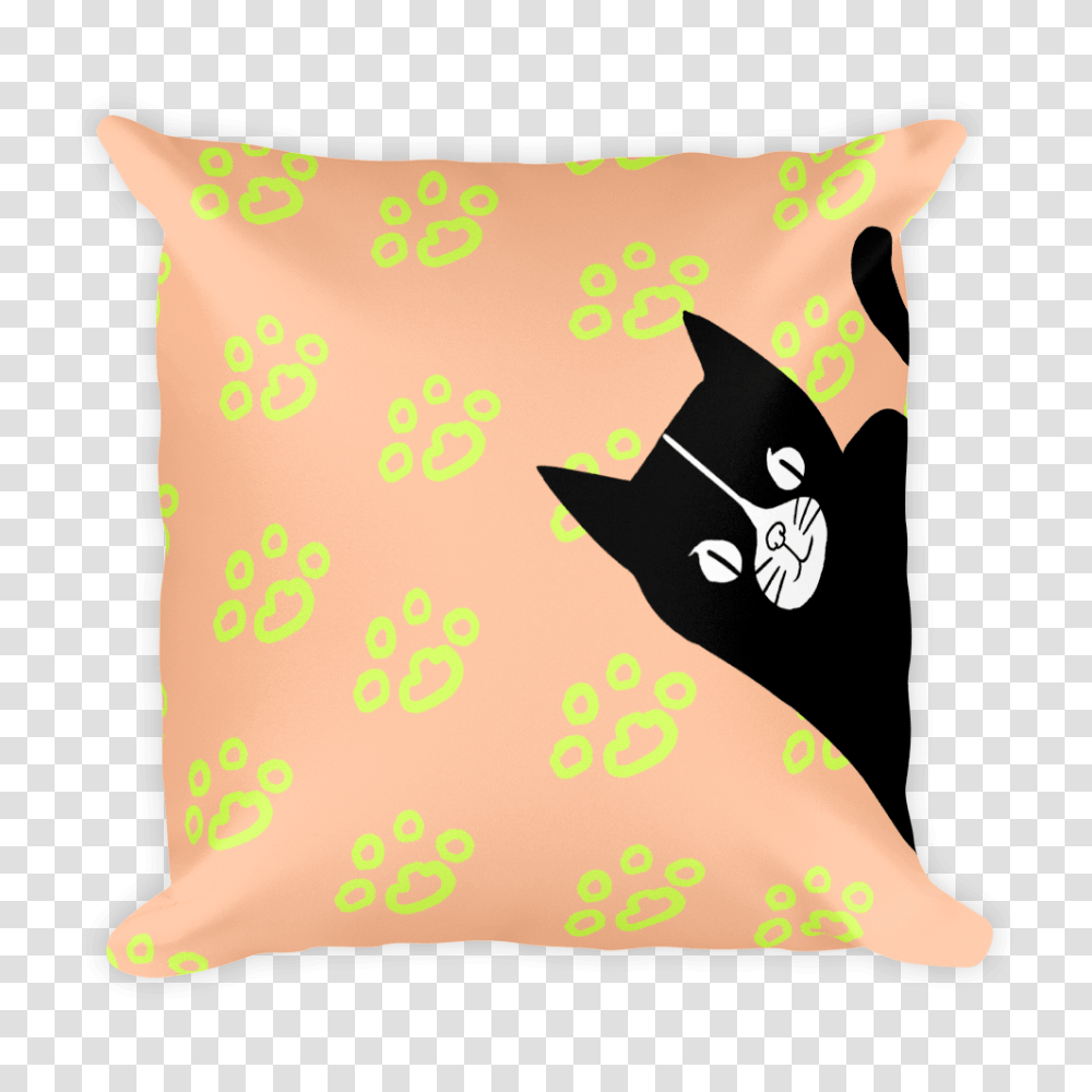 Evil Cat Paw Prints Lime Square Pillow Fun Throw Pillow Background, Cushion Transparent Png