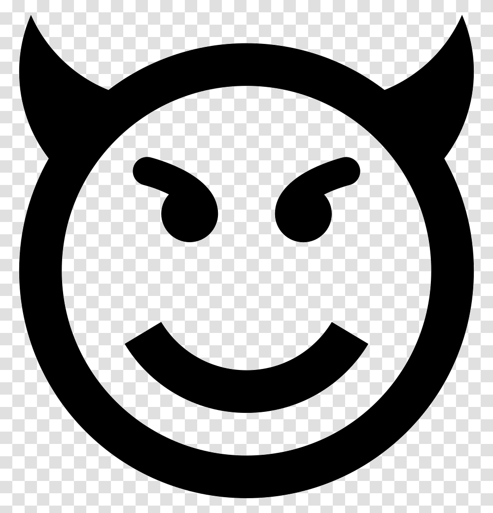 Evil Emoticon Smiley Face Icon Free Download, Stencil, Logo, Trademark Transparent Png