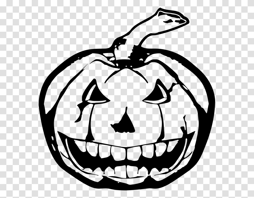 Evil Halloween Pumpkin Scary Silhouette Spooky Scary Jack O Lantern Clipart Black And White, Gray Transparent Png