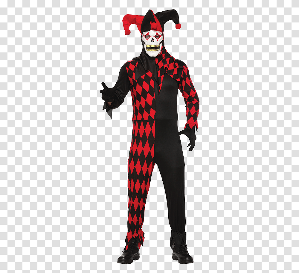 Evil Jester Costume Black And Red Jester, Performer, Person, Sleeve Transparent Png