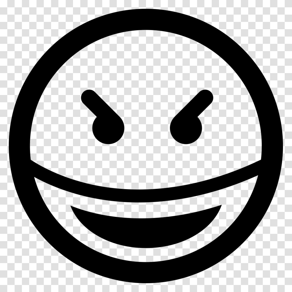 Evil Smile Square Emoticon Face Icon Free Download, Stencil, Tape, White Transparent Png