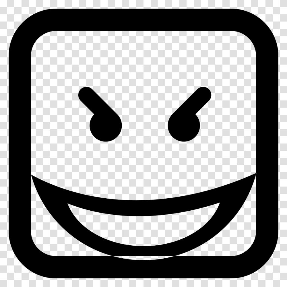 Evil Smile Square Emoticon Face Icon Free Download, Stencil Transparent Png