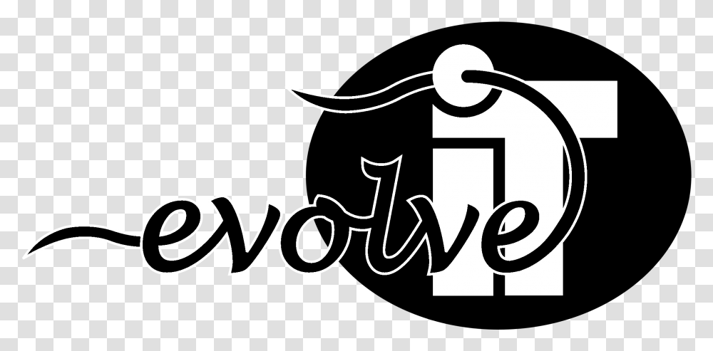 Evolve It Logo Black And White Graphic Design, Label, Alphabet, Handwriting Transparent Png