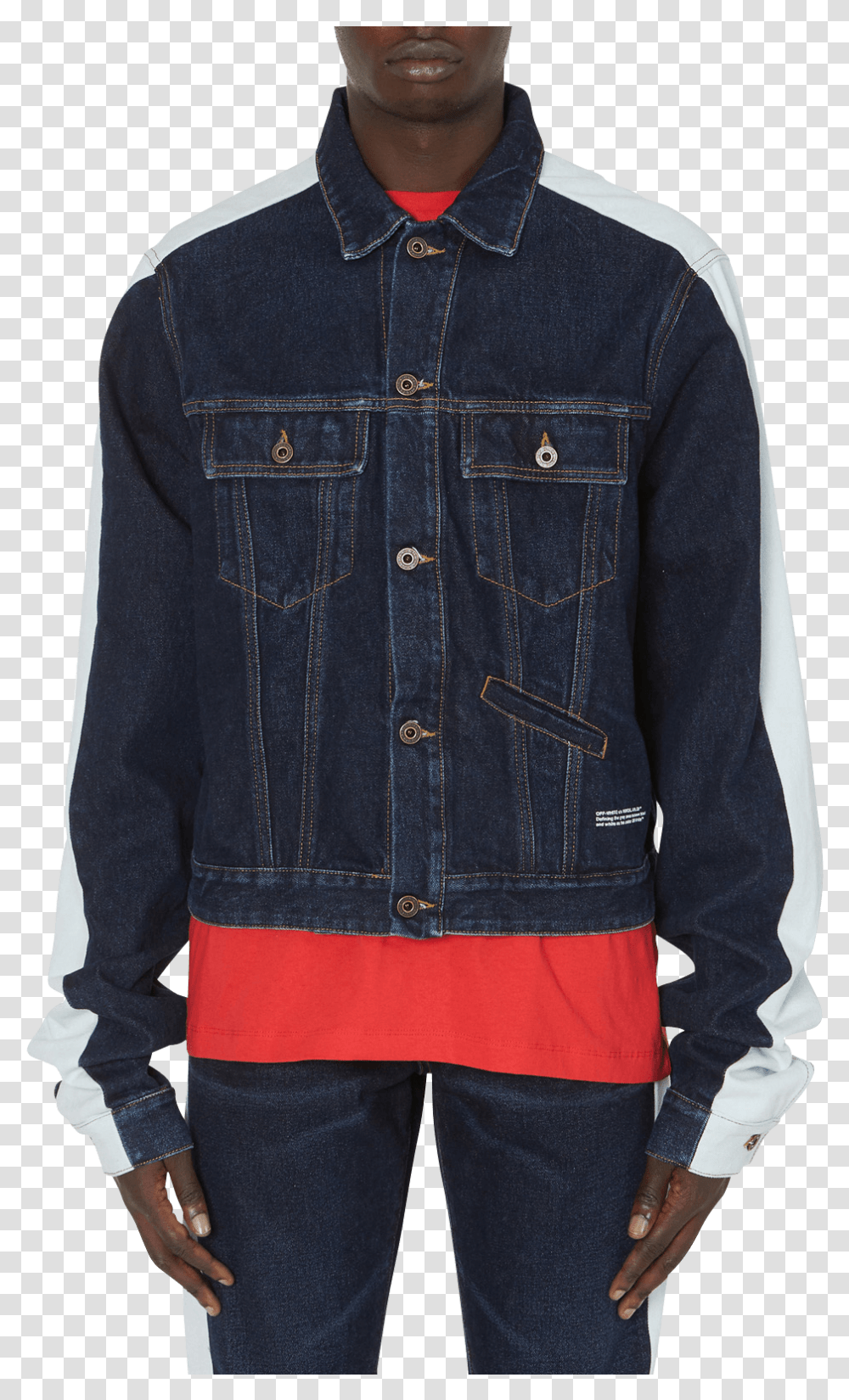 Exaggerated Sleeve Denim Jacket Dark Blue Hi Res Pocket, Apparel, Pants, Coat Transparent Png