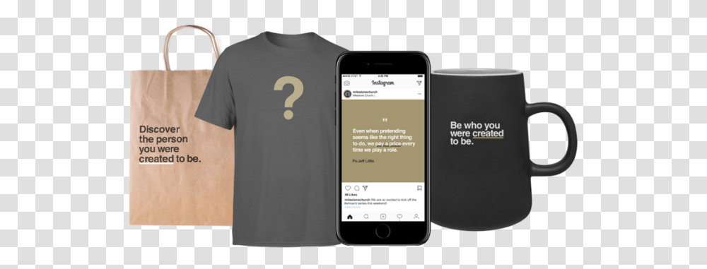 Example Merchandise Using Who I Am Brand Resources Coffee Cup, Mobile Phone, Electronics, Cell Phone Transparent Png
