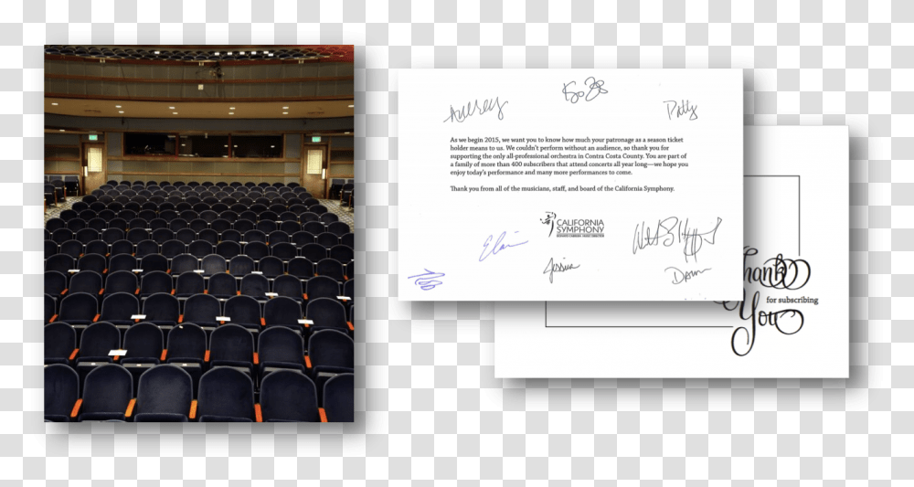 Example Of Subscriber Appreciation Cards Signed By Auditorium, Indoors, Interior Design, Room, Hall Transparent Png