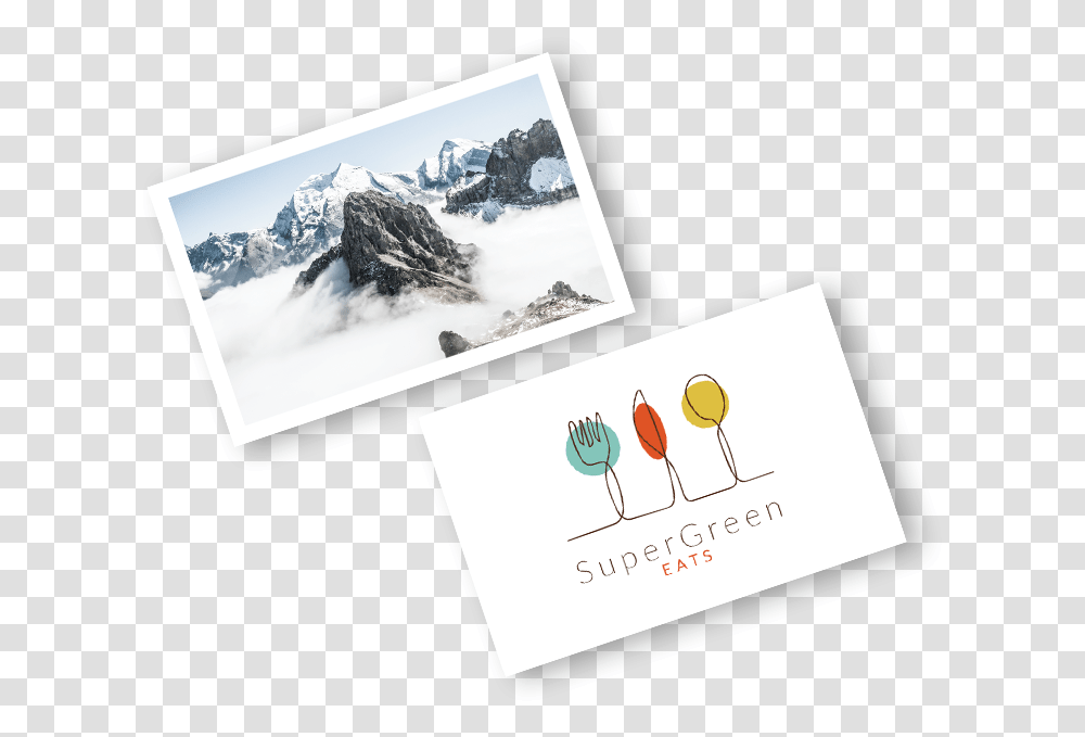 Example White Business Card Featuring Image Of Mountains Mountain Guide Business Card, Paper, Bird, Animal Transparent Png