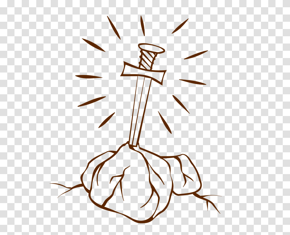 Excalibur King Arthur The Sword In The Stone Drawing Free, Emblem, Weapon, Weaponry Transparent Png