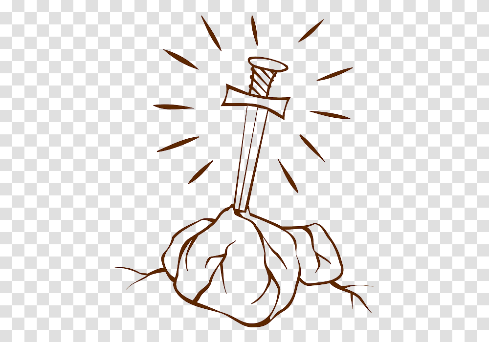 Excalibur Legend Sword England Stone Rock Sword In The Stone, Drawing, Doodle, Plant Transparent Png