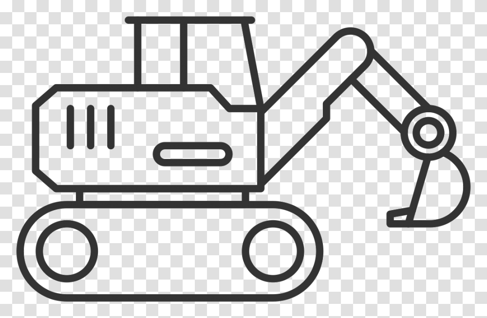 Excavator Clipart Black And White, Vehicle, Transportation, Lawn Mower, Tool Transparent Png