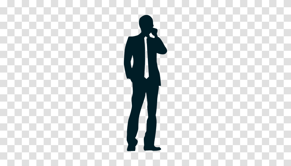 Executive Talking On Mobile, Standing, Person, Silhouette, Pedestrian Transparent Png