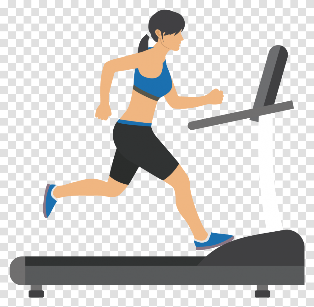 Exercise Clipart Running Machine Running On Treadmill Clipart, Person, Sport, Working Out, Fitness Transparent Png