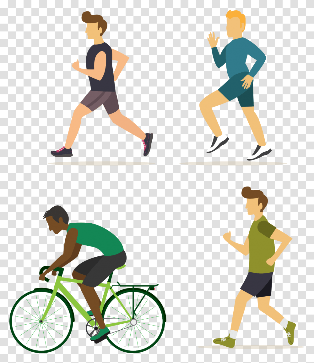 Exercise Fitness Stretching Walking Man Walking Exercise Clipart, Person, Bicycle, Vehicle, Transportation Transparent Png