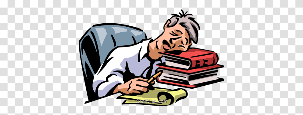 Exhaustion Royalty Free Vector Clip Art Illustration, Teacher, Book, Reading Transparent Png