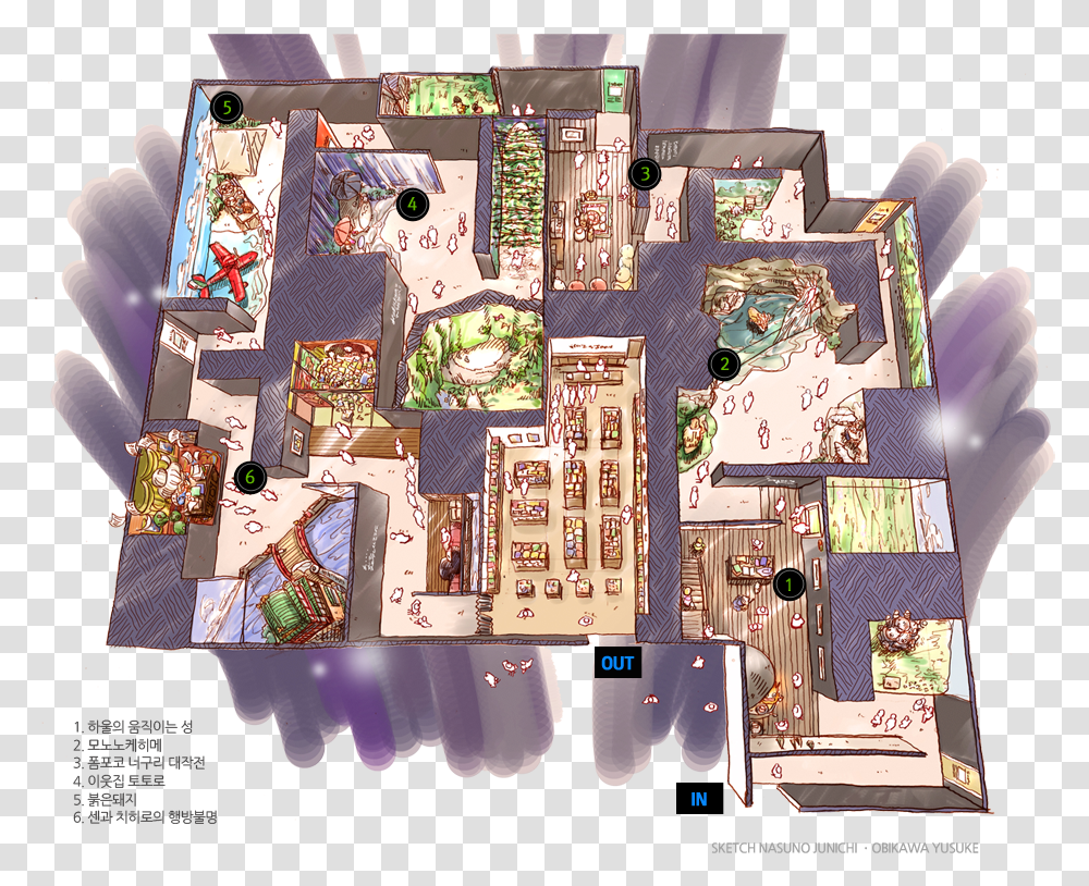 Exhibit Map Spirited Away Bath House Layout, Collage, Poster, Advertisement, Diagram Transparent Png