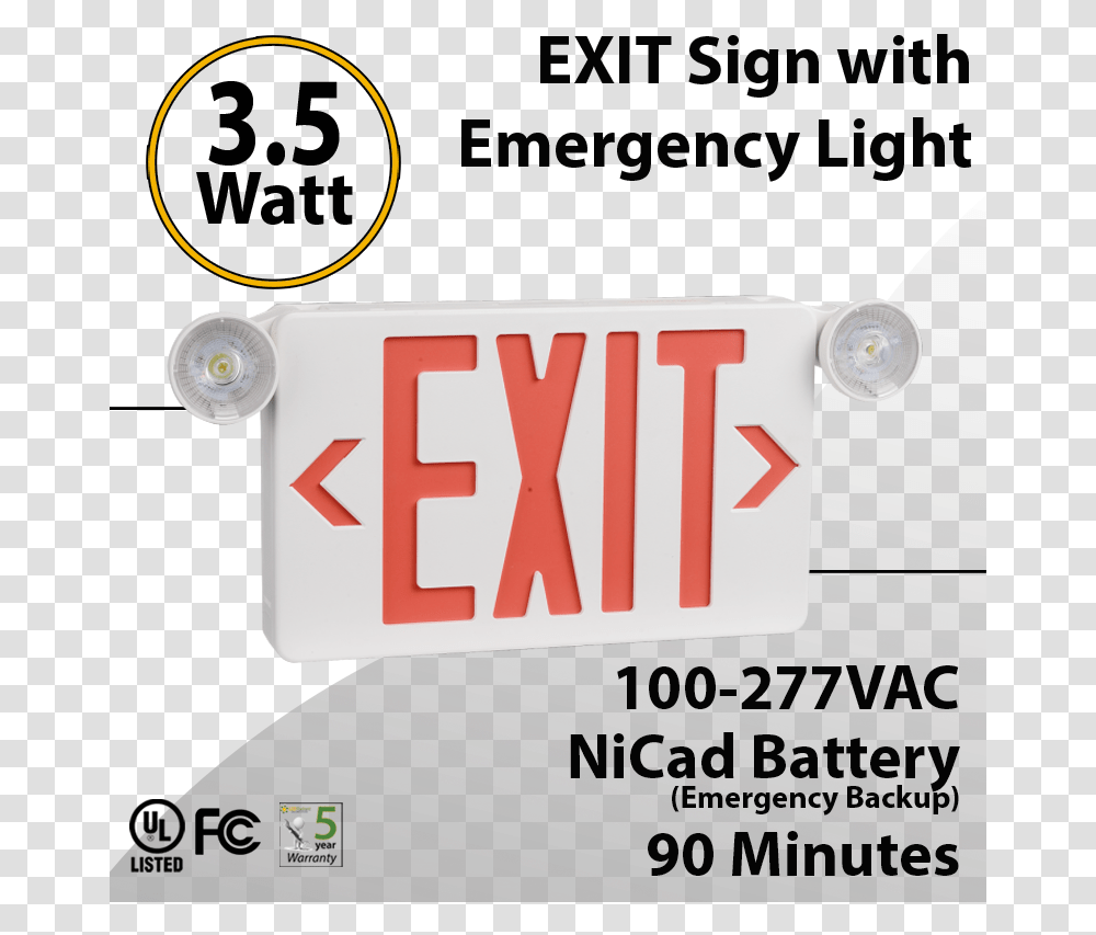 Exit Sign With Emergency Light 90 Minute Discharge 35w Battery Exit Sign, Text, Machine, Paper, Poster Transparent Png