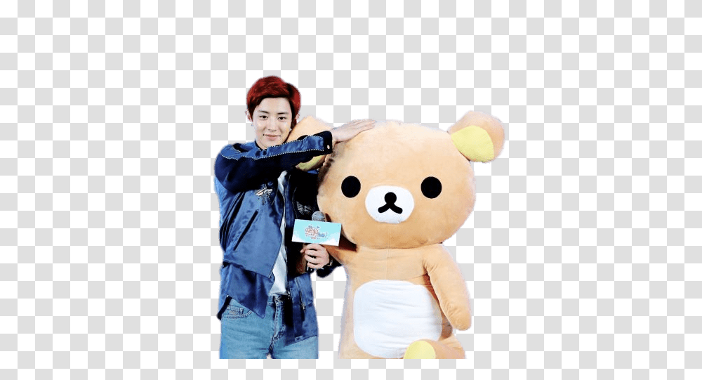Exo Chanyeol And Rilakkuma, Person, Plush, Toy Transparent Png