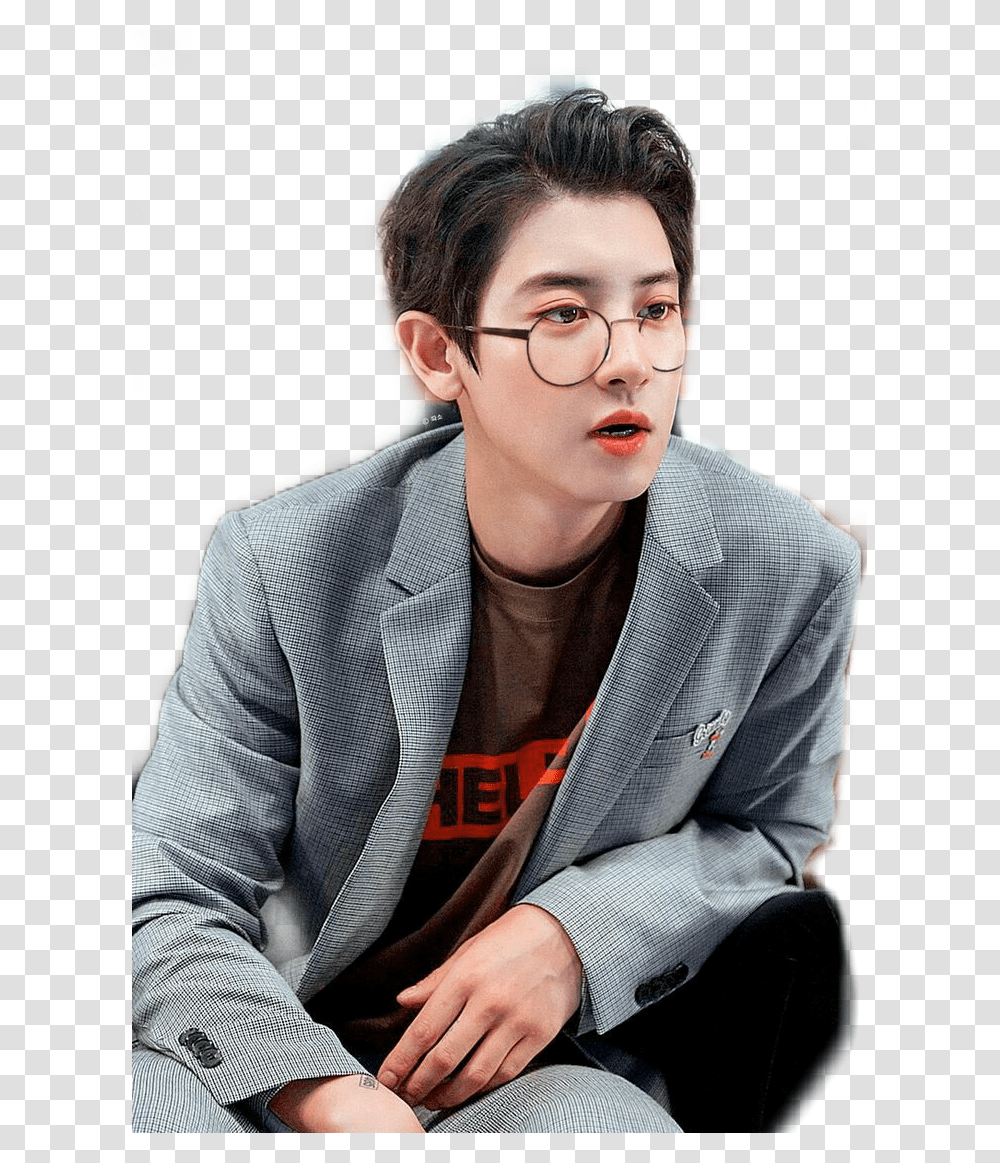 Exo Chanyeol Wear Glasses, Person, Man, Finger, Face Transparent Png