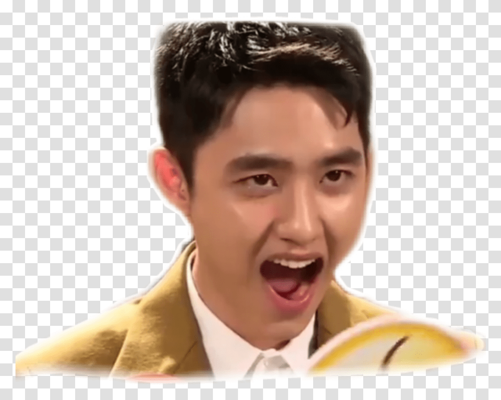 Exo Do Dyo Kyungsoo Surprised Emoji Stickers Tongue, Face, Person, Human, Boy Transparent Png